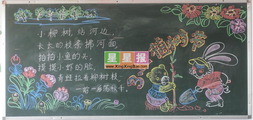 小学五年级黑板报植树节