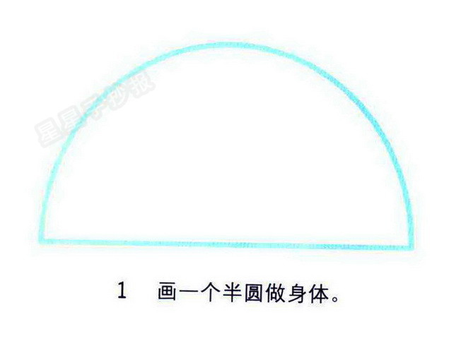 1,画一个半圆做身体.