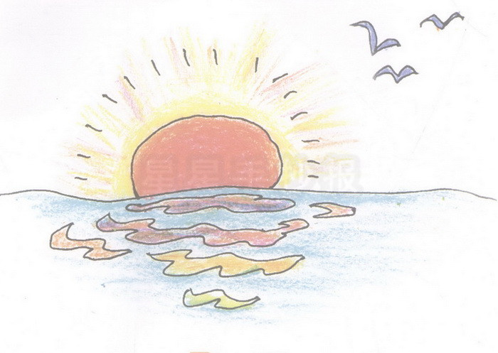 海上日出简笔画怎么画