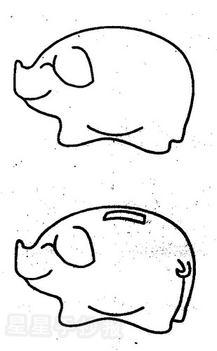 小猪储蓄罐简笔画