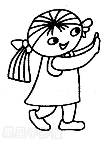 小女孩关门简笔画