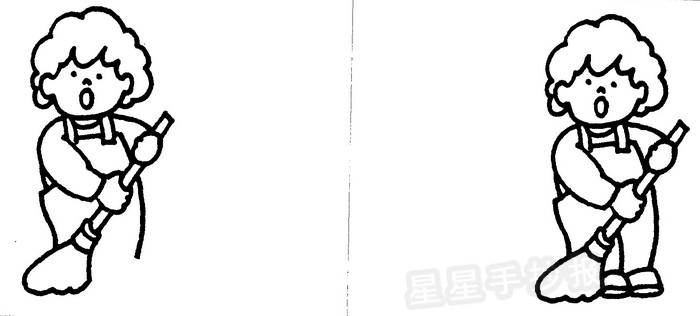 小朋友扫地简笔画