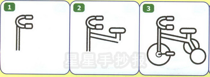 儿童脚踏三轮车简笔画