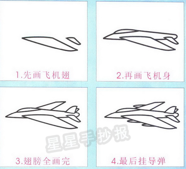 战斗机歼击机简笔画