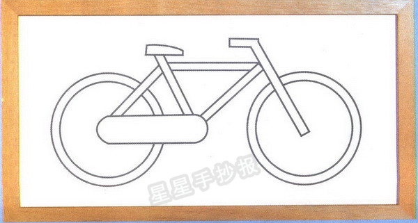 卡通自行车简笔画图片(未上色版)