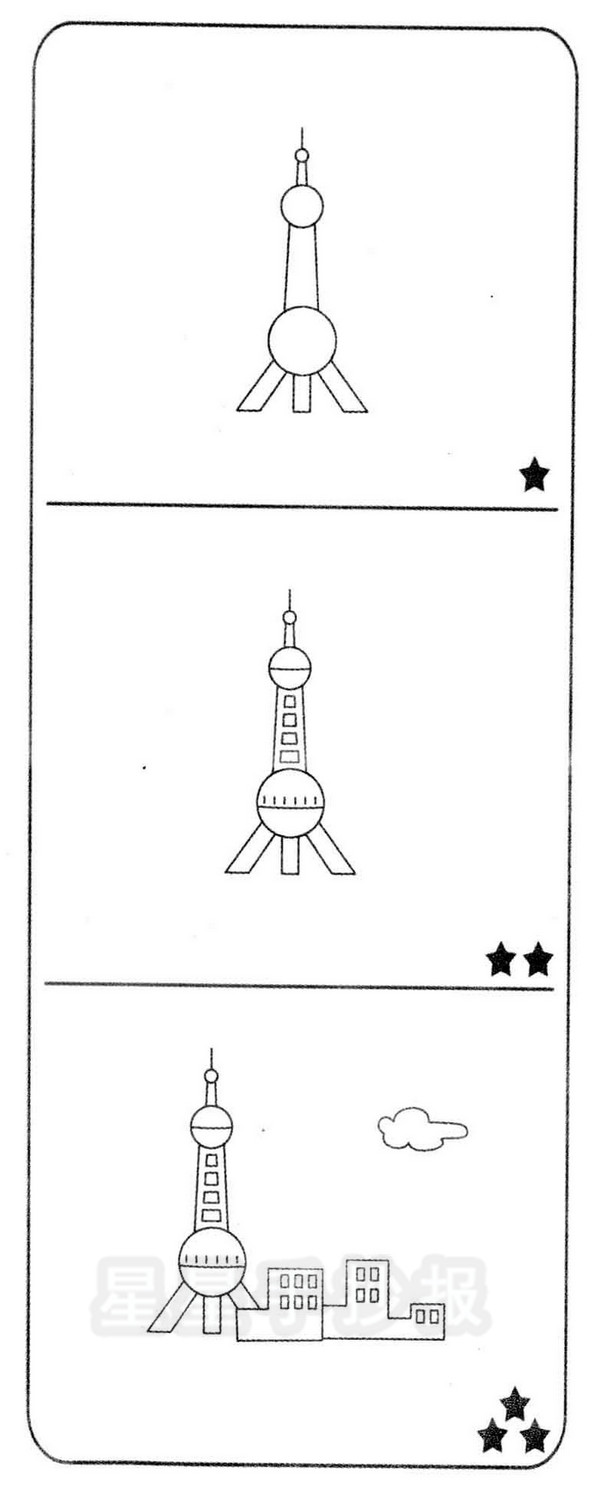 东方明珠塔简笔画