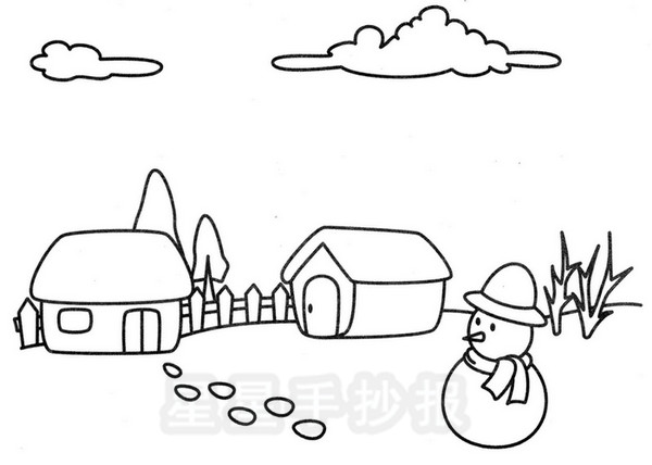 冬日雪景简笔画