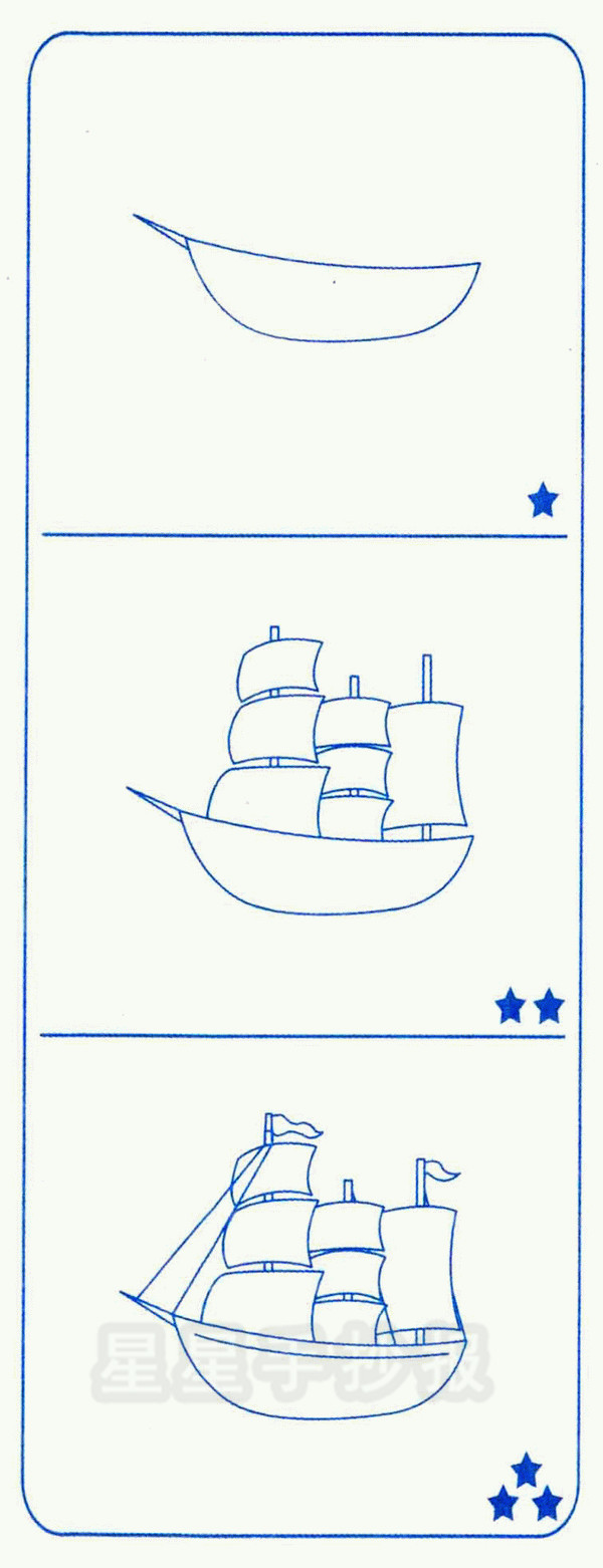 老式帆船简笔画