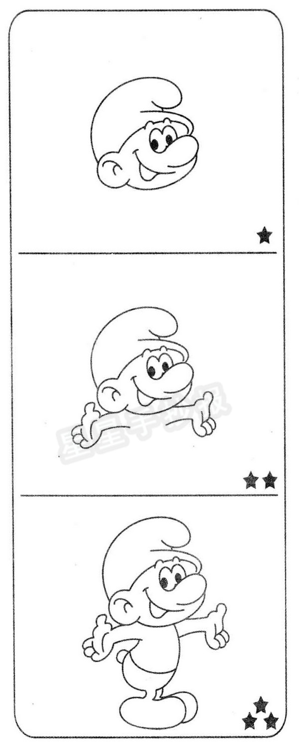 蓝精灵简笔画分步骤画法教程