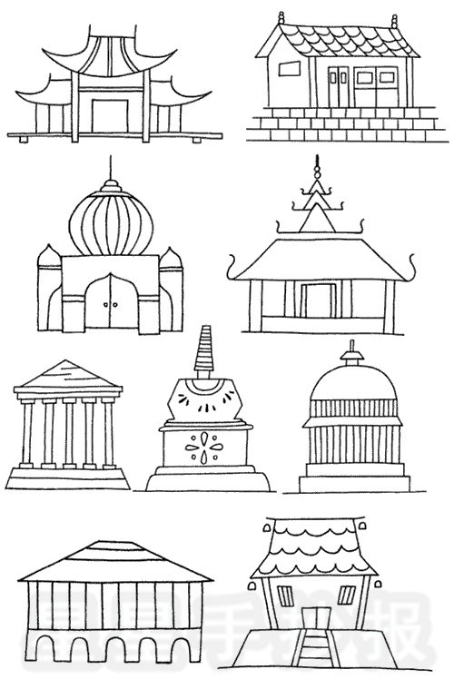 星星报 简笔画 建筑简笔画 >> 正文内容 寺庙的资料: 寺庙是佛教建筑
