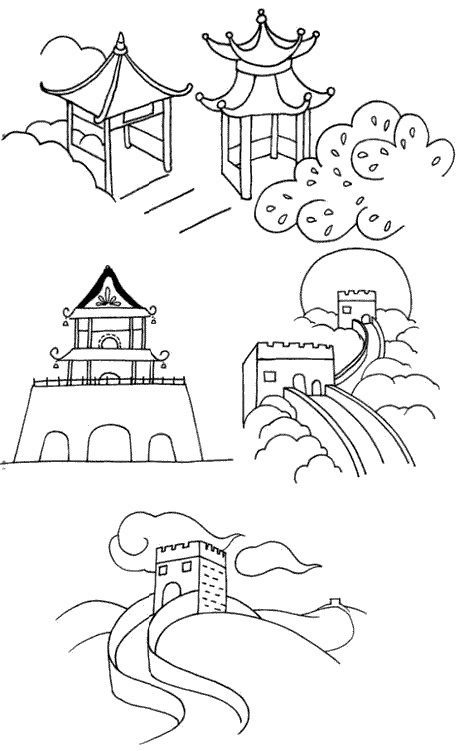 中国古代建筑简笔画