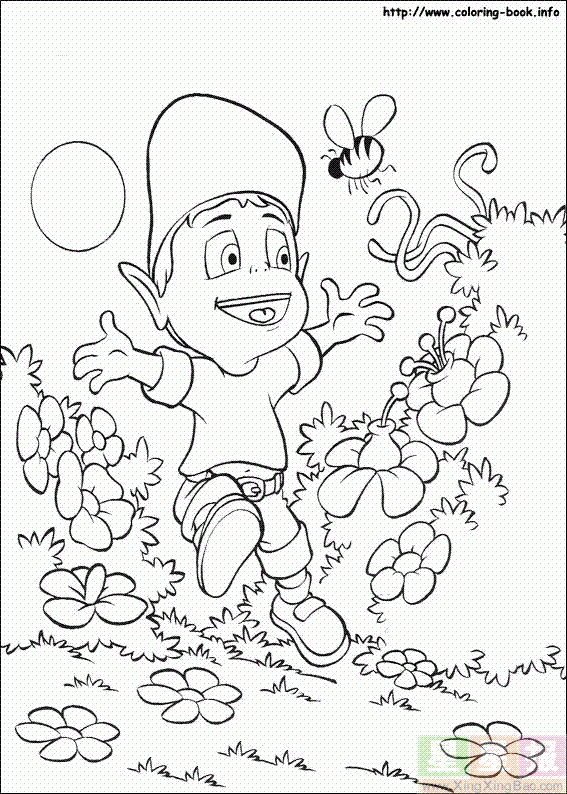 小男孩在花丛中开心地跳起来简笔画