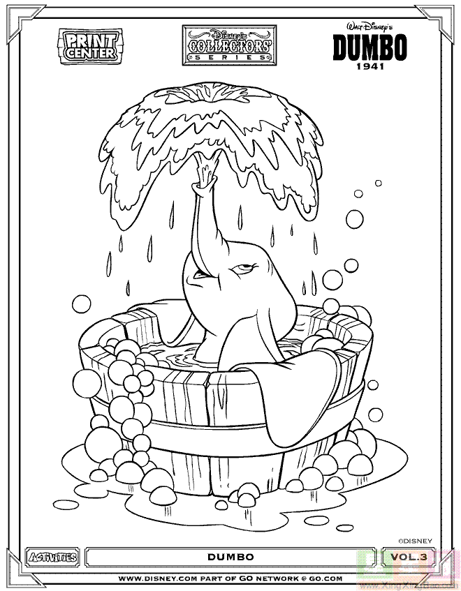 小象在木桶里洗澡简笔画