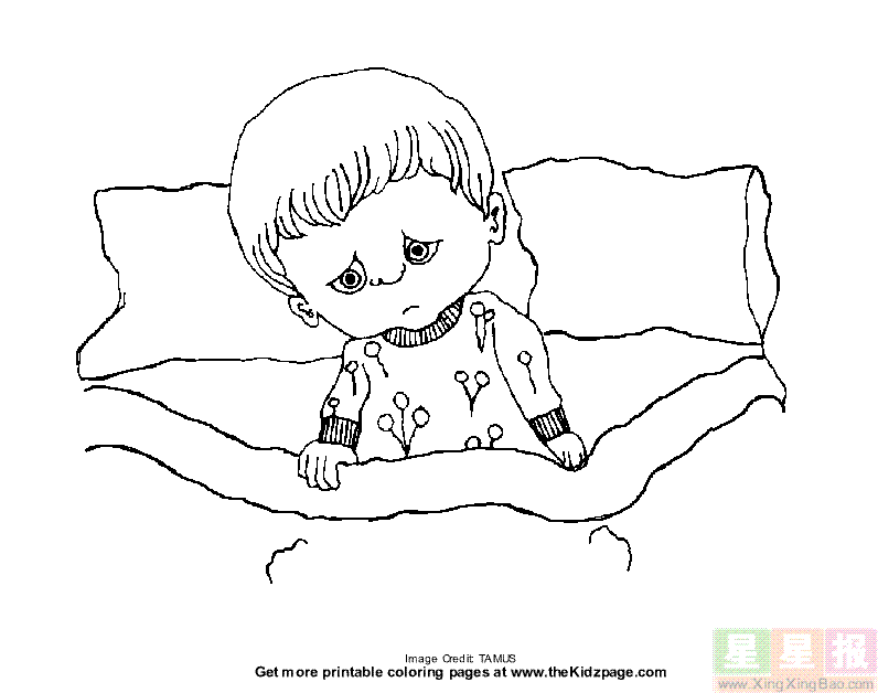 床上的小孩简笔画