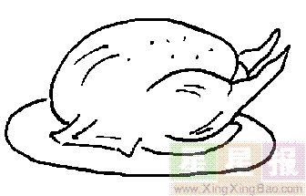 盘子里的烧鸡简笔画