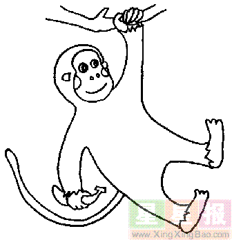 猴子爬树简笔画