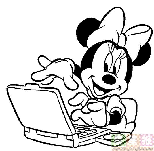 米老鼠玩电脑简笔画