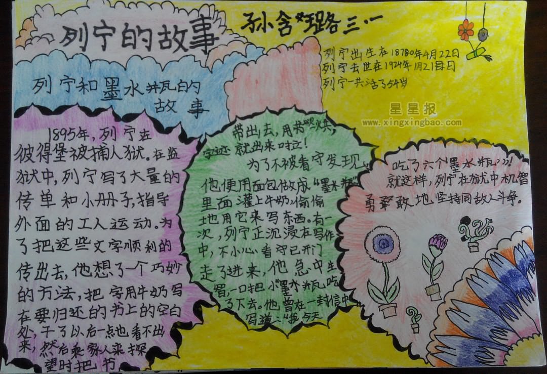 名人手抄报版面设计图_列宁的故事