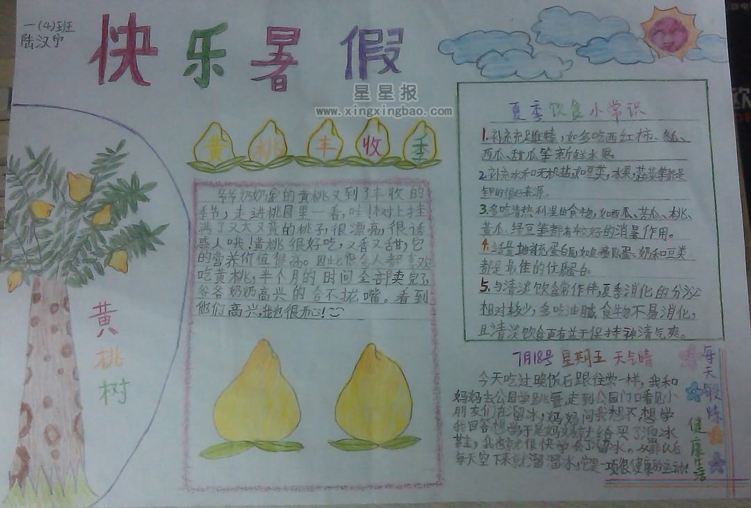 暑假安全手抄报内容幼儿园