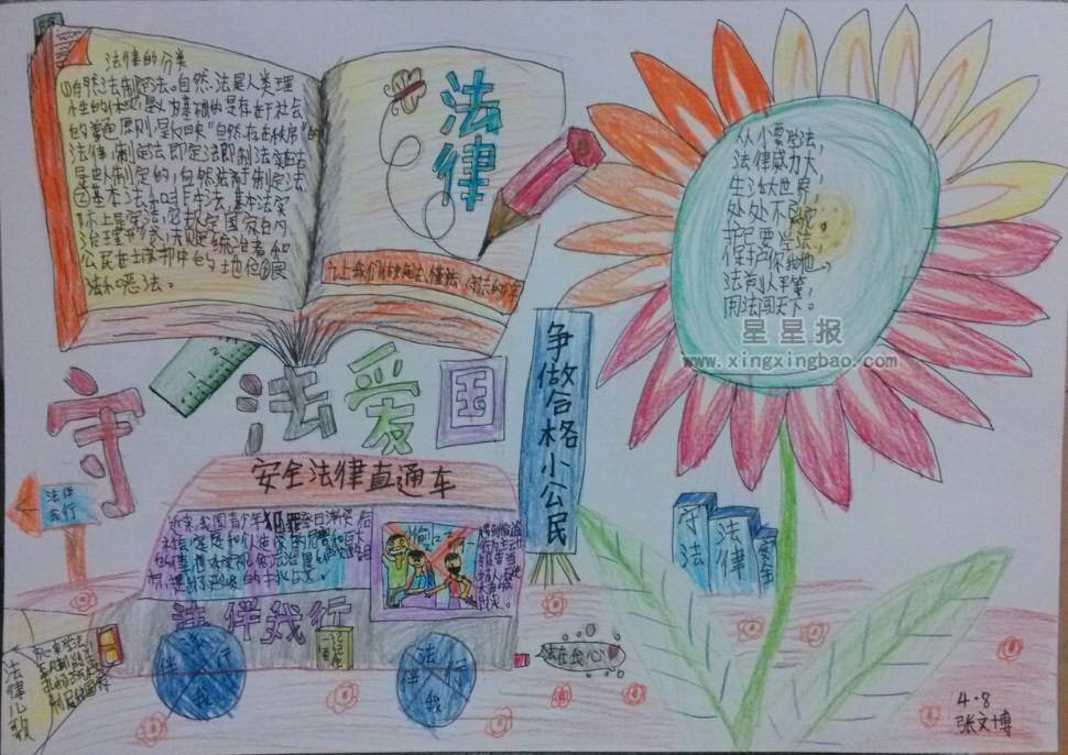 守法爱国手抄报版面设计图
