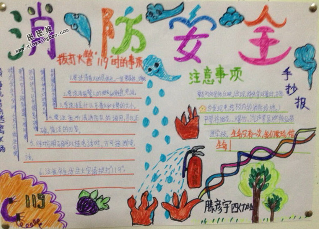 小学生消防安全手抄报