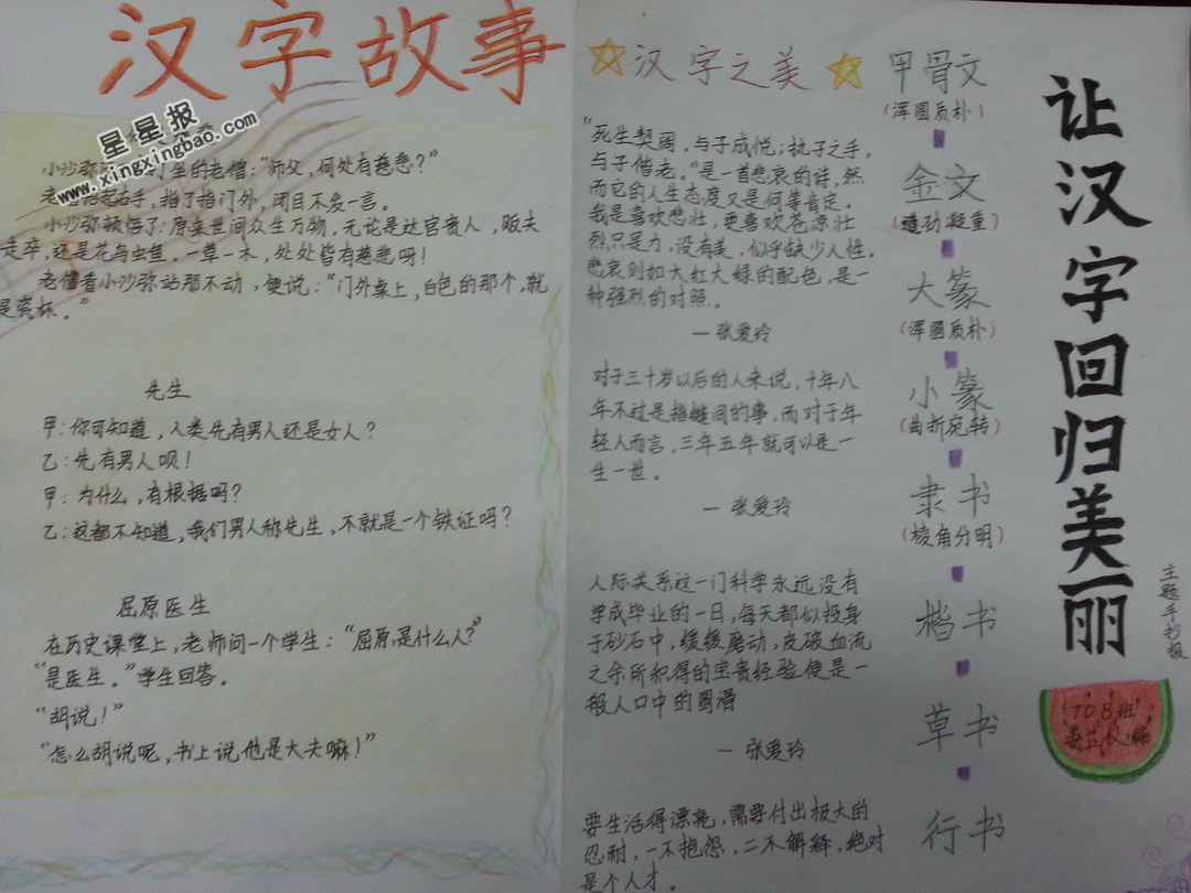 汉字故事手抄报图片