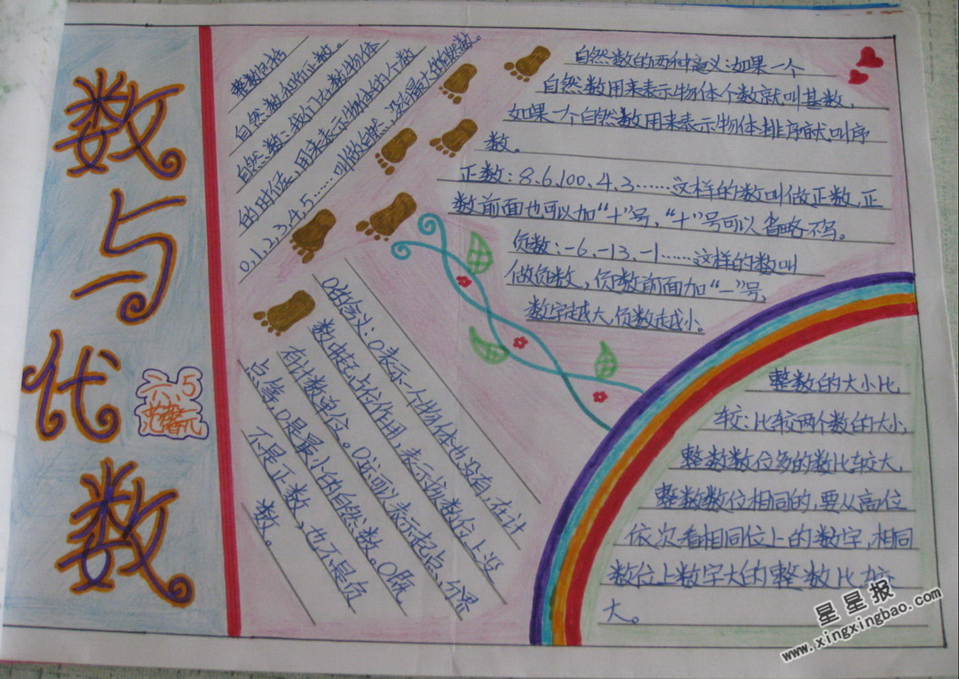 小学六年级数与代数手抄报