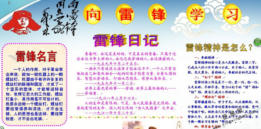 关于雷锋电子手抄报资料