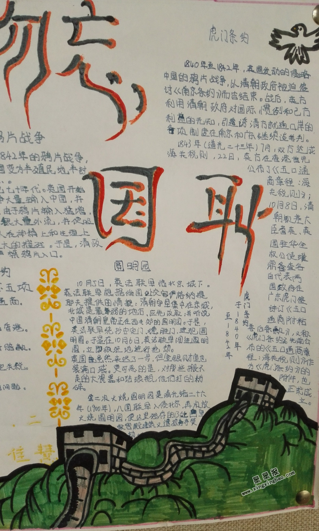 勿忘国耻手抄报内容