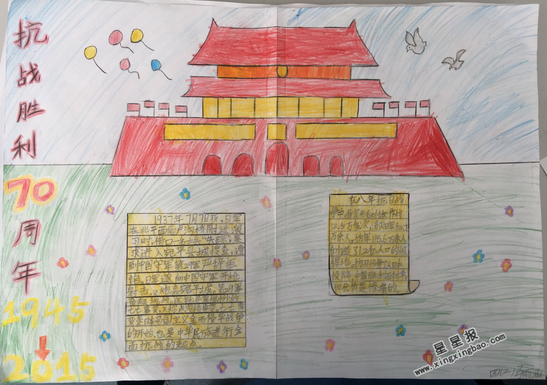 抗战胜利70周年手抄报图片,内容