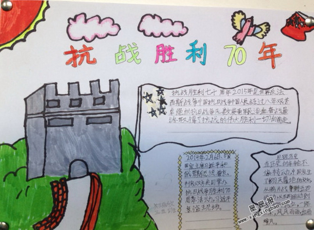 抗战胜利70周年手抄报图片,内容