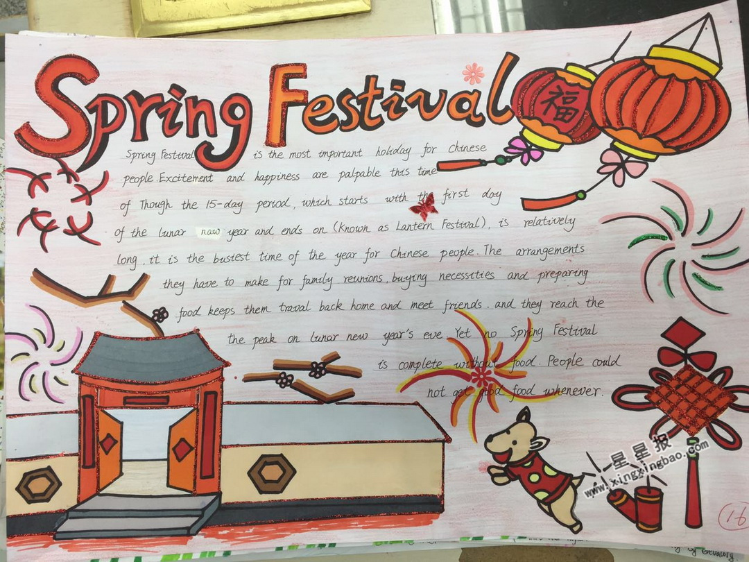 spring festival英语手抄报图片