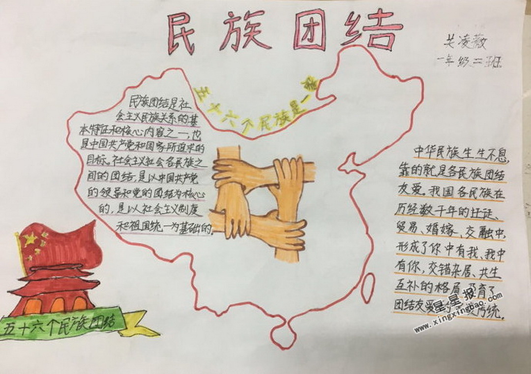 一年级民族团结手抄报内容