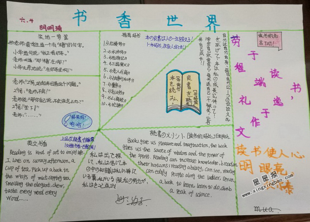 书香世界手抄报资料