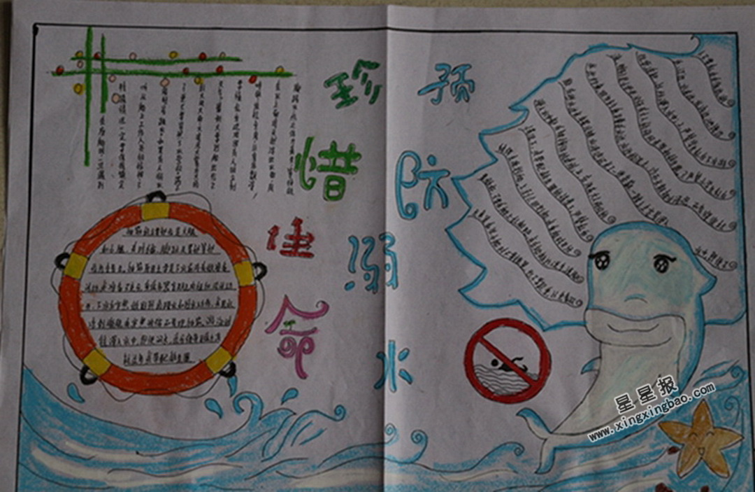 珍惜生命 预防溺水手抄报图片,资料