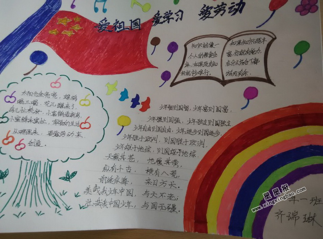 四年级爱我中国手抄报内容 - 星星报