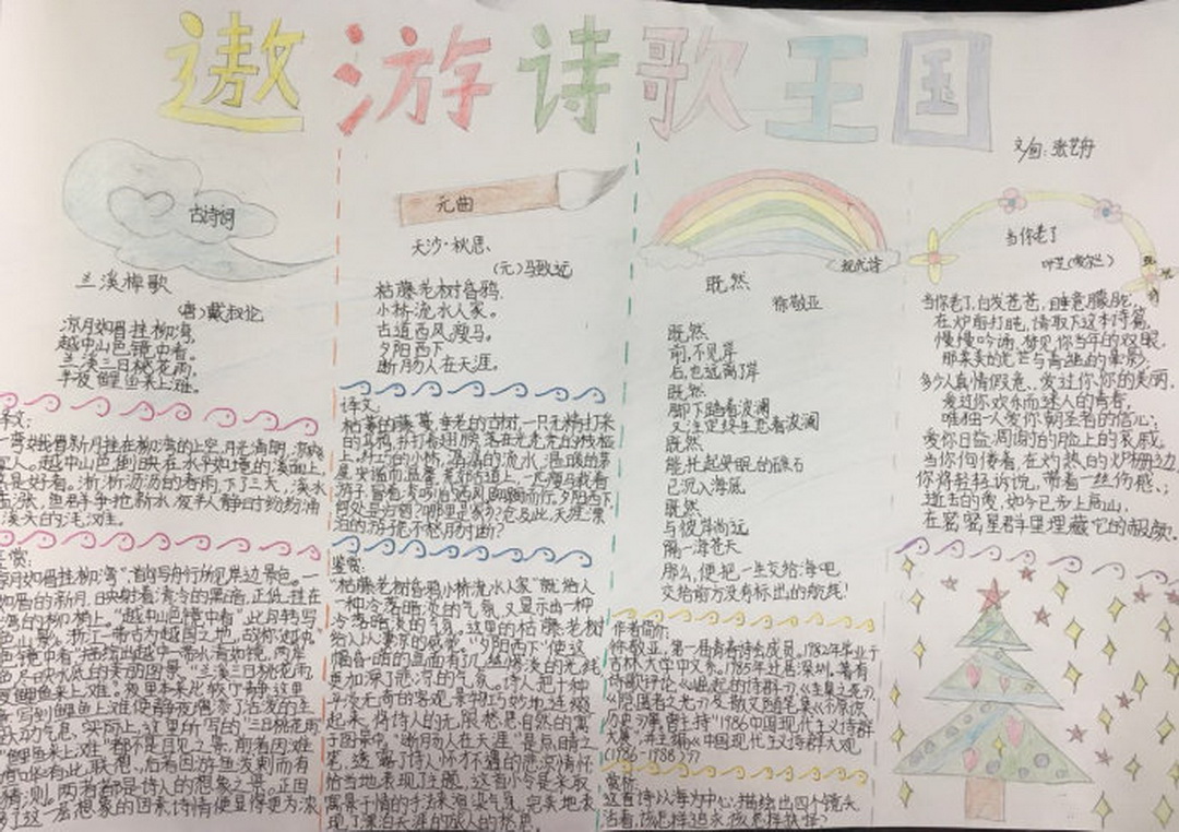 遨游诗歌王国手抄报图片,内容