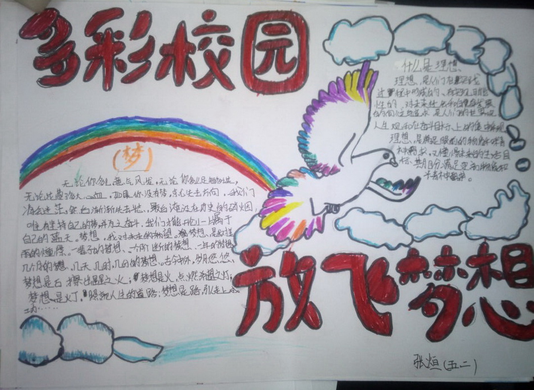 多彩校园 放飞梦想手抄报图片,内容