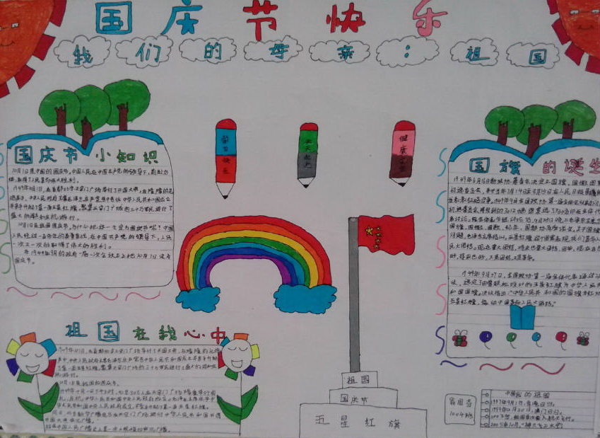 国庆快乐手抄报资料:国庆节假期的某一天,妈妈带我去了方特欢乐世界.