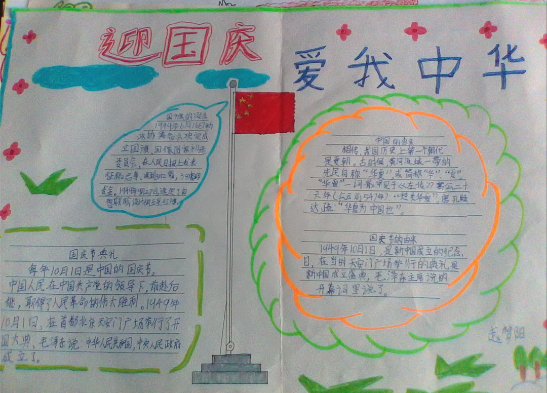 迎国庆爱我中华手抄报图片